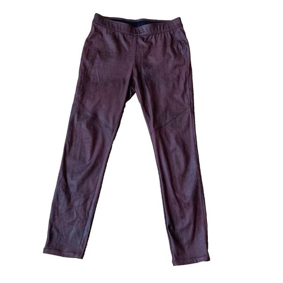 Free People Legging Pants Size 27 Red Brown Faux Suede Leather Pull On - Picture 1 of 7
